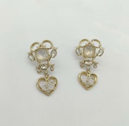 2023 Luxury quality Charm drop earring with diamond and flower shape heart design in 18k gold plated have box stamp PS7488A