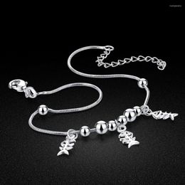 Anklets Creative Silver Fish Bone Anklet Women's 925 Sterling Ankle Chain Minimalist Woman Cool Sandals Jewellery Birthday Gift