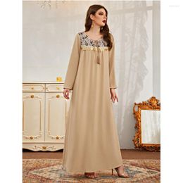 Ethnic Clothing Kaftan Embroidery Maxi Dress Women Muslim Hijab Dresses Sequins Abaya Dubai Turkey Caftan Islam Loose Party Gown