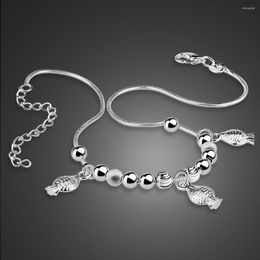 Anklets Cute Women & Girl 925 Sterling Silver Fish Pendant Foot Jewellery Summer Beach Barefoot Sandals Bracelet Gift