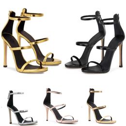 Sommer-Plattform-Harmony-Sandalen Designer-Lackleder mit drei Bändern harmonische Schuhe mit hohen Absätzen Fersenreißverschluss elegante Frauen zeigen sexy Charme