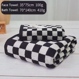 100% Cotton Bath Towel Set Grid Yarn Dyed Adults Couple Designer For Sports Gym Fitness Swimming Beach Blanket