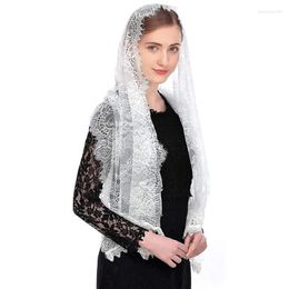 Ethnic Clothing Floral Lace Veils Head Covering Latin Mass Mantilla Short Scarf For Bridal Women 2 Colors To Choose Church Veil