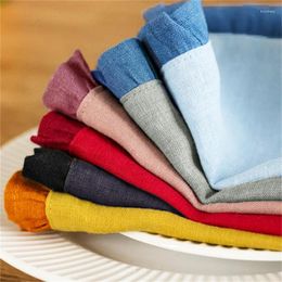 Table Napkin 4PCS Pure Flax Flounce Edge Linen Classical Home Colourful Napkins Restaurant Wedding Dinner 32x44cm