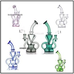 9 polegadas Recycler Glass Bong Tornado Hookah Ratazinhas Reciáveis Fumando cachimbo de água Tubos de cachimbo de 4 mm com tigela com tigela ou quartzo Banger1