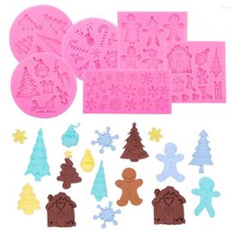 Baking Moulds Christmas Pattern Silicone Mold House Tree Snowman Snowflake Chocolate Cake Kitchen Handmade Tool Bakeware