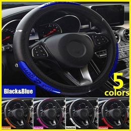 Interior Decorations PU Leather Car Steering Wheel Cover Skidproof Auto Steering- Anti-Slip Universal Embossing Car-styling