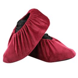 Solid Colour Velvet Washable Elastic Adult Shoes Covers Reusable Dust-proof Portable Overshoes Home Floor Cleaning Accessories RRA729