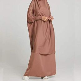Ethnic Clothing Nida Muslim Women Prayer Garment Matching Outfit Niaqb Jilbab Modesty Hooded Abaya Khimar With Long Skirt Dubai Islam