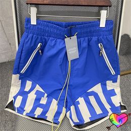 Blue Shorts 2023 Men Women 1 Shorts Patchwork Twin Side Pockets Nylon Mesh Breeches