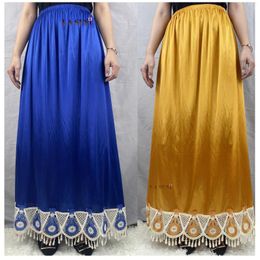 Ethnic Clothing African Muslim Women Relaxed Long Skirt Lace Knee Length Elastic High Waist Flared Pleated Swing Summer Dres
