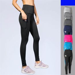 shaping Yoga pants Solid Color Quality Women High Waist Sports Gym Wear Leggings Elastic Fitness Lady Outdoor291f