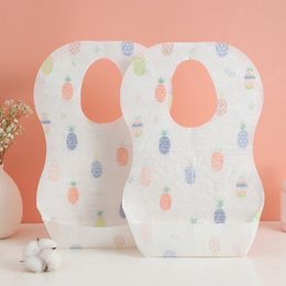 Baby Disposable Bibs Non-Woven Fabric Toddler Feeding Bib Print Paper Saliva Apron Portable Burp Cloths Convenient