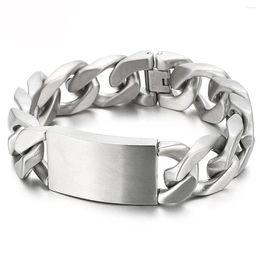 Link Bracelets Heavy Punk Silver Colour Men's Chain Wristband 316L Stainless Steel Curb Cuban Bracelet 20mm 9.4inch