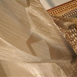 Curtain Shiny Striped Tulle Suitable For Bedroom Living Room Bay Window Geometric Gold-sprinkling Grey Brown White