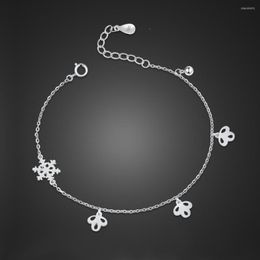 Anklets Trendy 925 Sterling Silver 24 Cm Snowflake Bell Chain Jewellery For Women Colourful Beach Foot Anklet Leg Bracelet