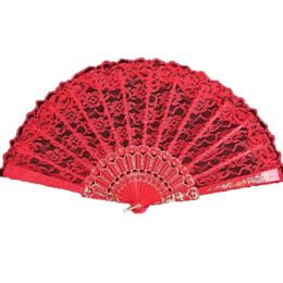 Handmade Cotton Lace Hand Held Fan Party Bridal plastic Frame Cosplay Wedding Props Fashion Fan Tulle RRC650