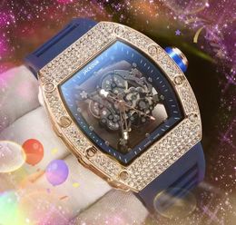 Fashion Luxury Men Women Sky Diamonds Ring Watches 43mm nice designer Rubber Silicone Quartz Ceramic Sapphire Glass Hollow Skeleton Dial Wristwatch Gifts