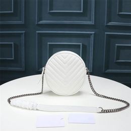 luxury designer bags Fashion VINYLE V-shaped pattern quilted shoulder bag Brand women's round chain crossbody bag shippi278r