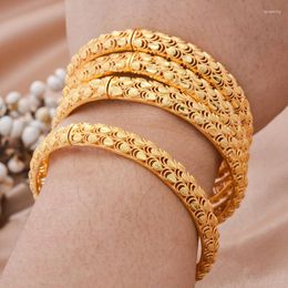 Bangle 4pcs Dubai For Women Bracelet Africa Ball Jewelry Gold Color Bangle&Bracelet Ethiopian Wedding Bride