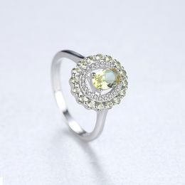 Retro Luxury Ring S925 Sterling Silver Olivine Zircon Brand Ring European Style Classic Ring Fashion Women High end Ring Valentine's Day Mother's Day Jewelry Gift spc