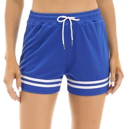 Women's Shorts Womens Striped Hem Workout Running Gym Fitness Drawstring Elastic Waist Short Pants Loungewear