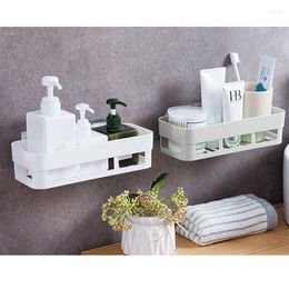 Bath Accessory Set Wall-Mounted Shelf Shampoo And Shower Gel Plastic Toiletries Storage Rack Drain Save Space Bathroom Supplies Box