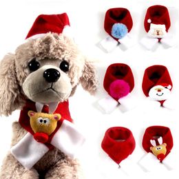 Dog Apparel Dogs Puppy Christmas Red Scarf Santa Claus Snoman Elk Neck For Supplies Pet Accessories Xmas Costume Clothes