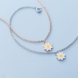 Anklets Flower Bracelet On The Leg For Women 925 Sterling Silver Tobillera Women's Sandals Socks Jewelry Rose Gold Color Gift