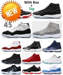 NEW 11 11s Basketball Shoes Cherry Bred Space Jam Concord Cool Grey Jubilee 25th Anniversary Velvet Midnight Navy Cap And Gown