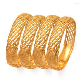 Bangle 24K Can Open Ethiopian Ethnic Jewellery Gold Colour Bracelet Bangles For Women Gilrs Man GP Wedding Bride