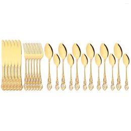 Dinnerware Sets Knife Fork Dessert Spoon Set Matte Royal Gold Cutlery Flatware Stainless Steel Silverware Home Kitchen Tableware