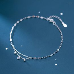 Anklets 925 Sterling Silver Jewelry Bracelet On The Leg For Girl Woman Chain Gift Female Cute Adjustable Foot Decoration