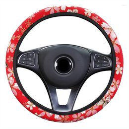 Steering Wheel Covers Women Girl Flower Car Braid Cover No Inner Ring Wrap Fit For 37-38CM/14.5"-15" Hand Bar Protecter Case