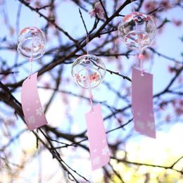 Decorative Figurines 1PC Japanese Wind Bell Japan Glass Chimes Hanging Craft With Blossom Handmade Furin Office Home Decor