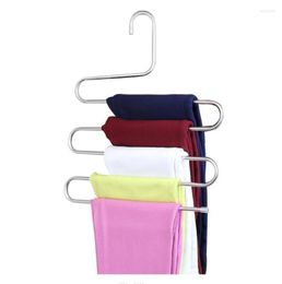 Hangers Multifunctional Stainless Steel Trouser Hanger 5 Layers Pant Storage Cloth Rack S-Type Non-Slip Drying Bathroom Organiser