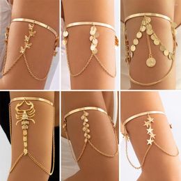 Bangle 10 Styles Boho Butterfly Shell Tassel Pendants Upper Bracelets Bangles Charm Arm Open Cuff Star Chain Wristhand Couple Jewelry