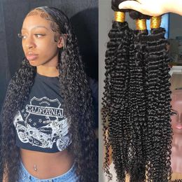 Hot Lace Wigs Deep Wave Bundles Curly Hair Black Women Human 30 Inch 1 3 4 Brazilian Water 221216