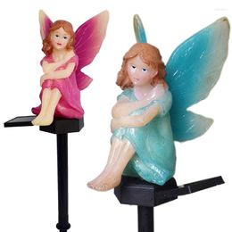 Flower Fairy Statue Solar Light Ornament Angel Figure Sculpture Waterproof Outdoor Garden Lawn Stakes Lamp