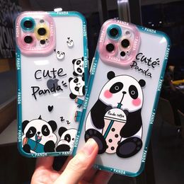 Korea 3D cases Cute Panda Letters Animal Pattern Camera Protective Phone Case For iPhone 14 13 12 11 Pro Max X XS XR 7 8 Plus SE 20 Clear Back