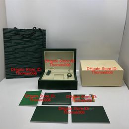 Whole New Style Green Watch Original Wood Box Papers Gift Watches Boxes Leather bag Card For Box 116600 Watch Box300d