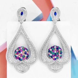 Dangle Earrings GODKI Women Cubic Zircon Luxury High Quality Shiny Wedding Party Movie Star Red Carpet Earring Boucle D'oreill 2022