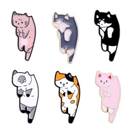 Cute Brooches Pin for Women Kids Fahsion Jewelry Shirt Coat Dress Pink Color Animal Cat Denim Bag Decor Metal Enamel Pin