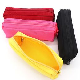 Black Canvas Pencil Case School for Boys Girls Simple Candy Colour Large-capacity Stationery Cosmetic Bag RRD45