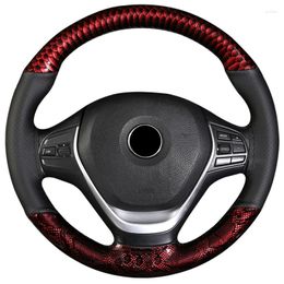 Steering Wheel Covers DIY Dragon Texture Car Steer Cover Anti-Slip Microfiber Leather Embossed Hand Braid Accessories