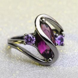 Wedding Rings Horse Eye Animal Shape Ring For Women Micro-Inlaid Simulation Black Plating Jewellery Engagement Love Gift