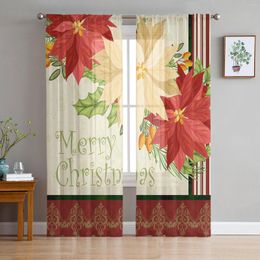 Curtain Christmas Flower Geometric Texture Sheer Voile Curtains Living Room Bedroom Window Drapes Blinds Balcony Screen Tulle