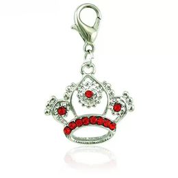 Party Favor Fashion Lobster Clasp Charms Dangle Rhinestone Pierced Imperial Crown Pendants DIY Making Jewelry Accessories RRC654