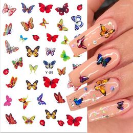 Nail Art Kits 1 Sheet Colorful Butterfly 3D Stickers Flowers Leaves Self Adhesive Transfer Sliders Wraps Manicures Foils DIY Decorations