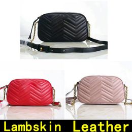 Camera bag Lambskin Cowhide leather Handbags Two size High Quality Handbag genuine leather Shoulder Bags Come with BOX2448